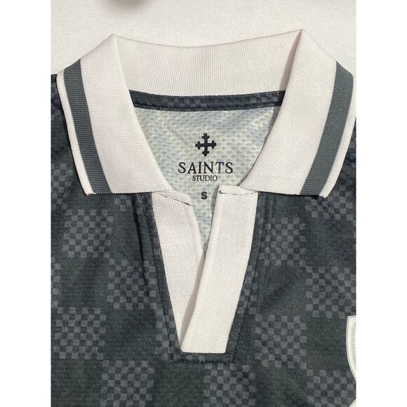 SAINTS STUDIO Men’s Soccer Jersey Polo Size Small Black White #16 on Back - Picture 5 of 13